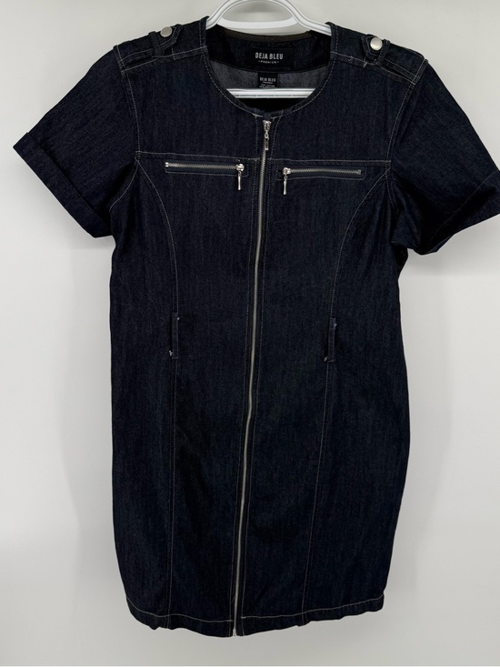 Deja Bleu Dresses & Skirts - Y2K Denim Deja Bleu Premium Dark Wash Full Zip Front Mini Dress Moto Womens M